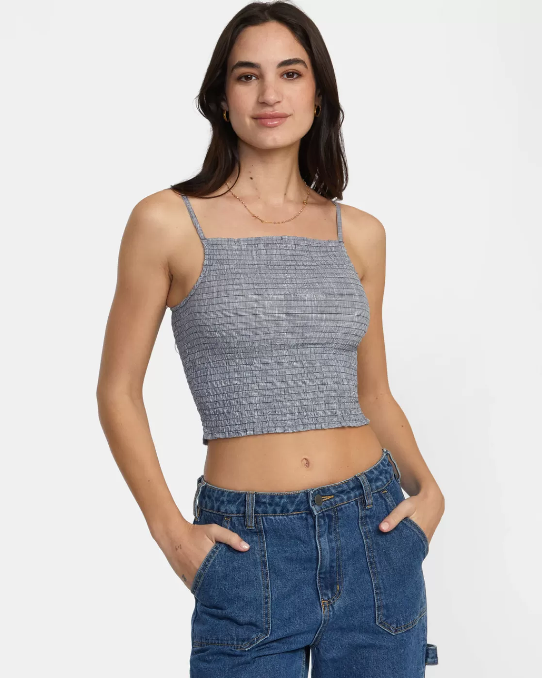 Clearance HOUNDSTOOTH REVIVAL CROPPED TANK TOP Women Tops