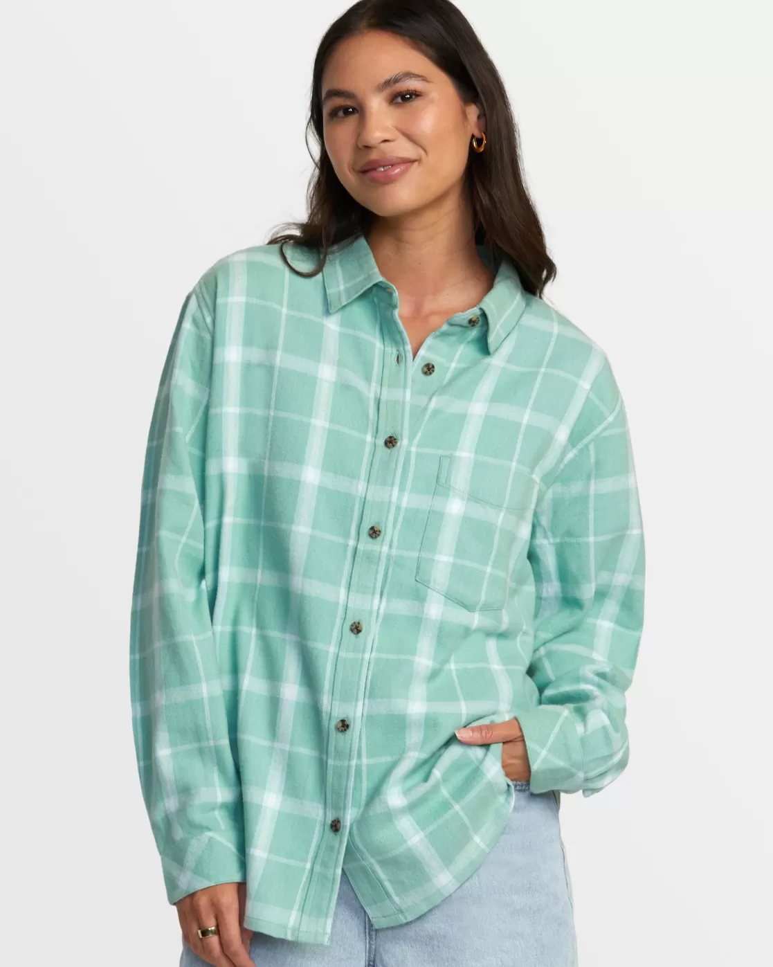 Online MABLE FLANNEL LONG SLEEVE SHIRT Women Tops